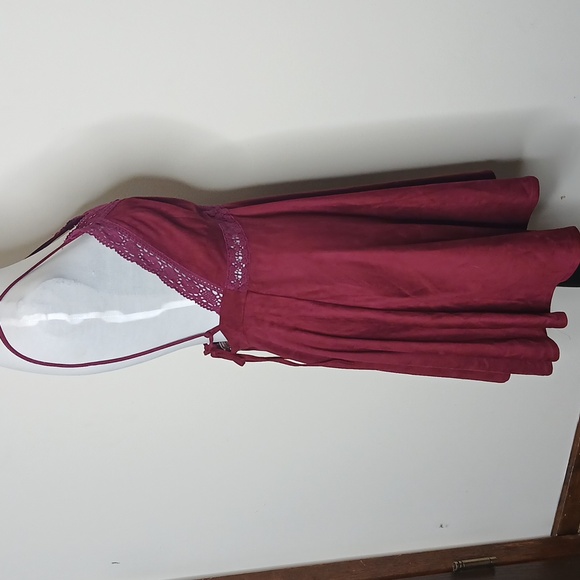 Flying Tomato Burgundy Wine Boho Mini Dress Size Medium - Picture 7 of 16